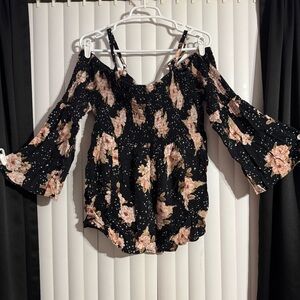 Torrid Black Floral Off-Shoulder Blouse